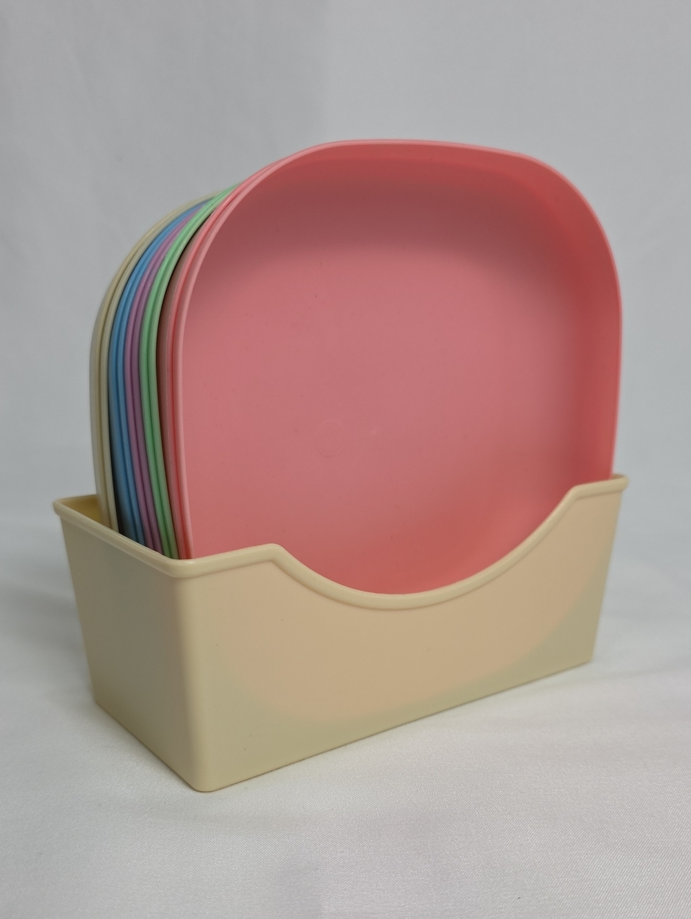 Pastel Silicone 11 Piece Snack Plate Set with Matching Holder Durable T15